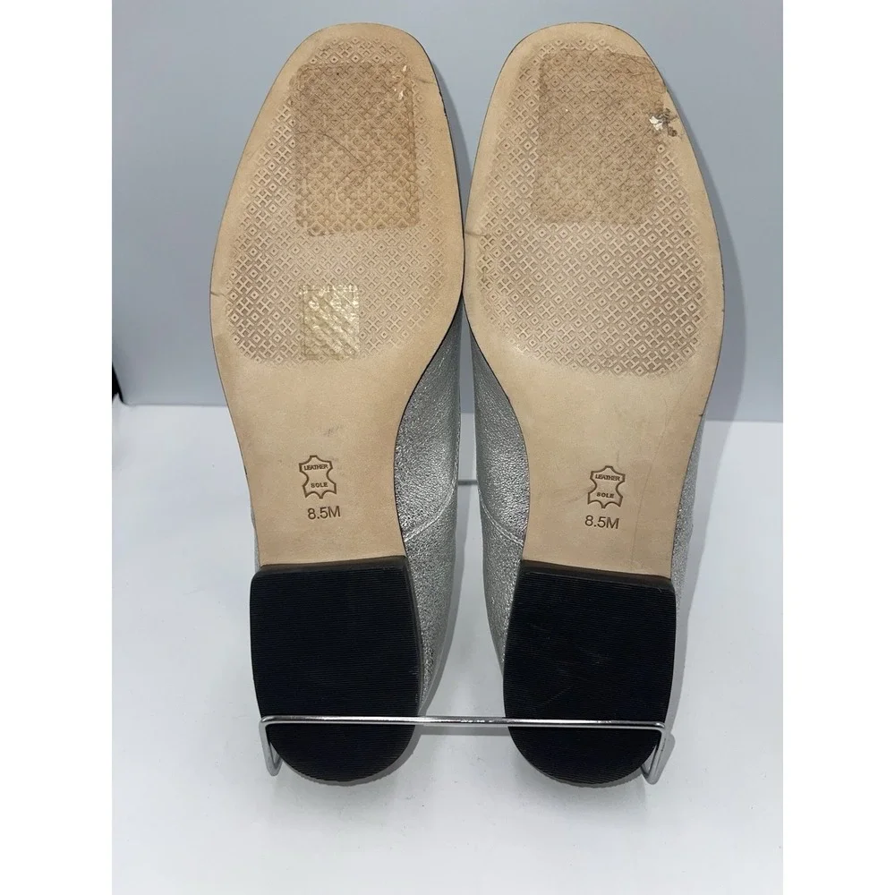 TORY BURCH Bombe Oxfords Lace-Up WOMENS SZ 8.5 Metallic Silver Black